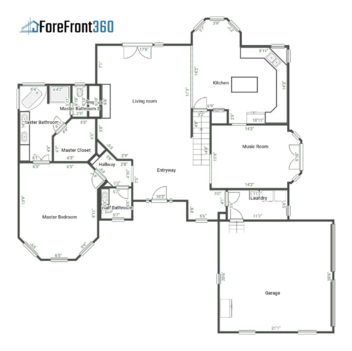 Sample residential floor plan from ForeFront360